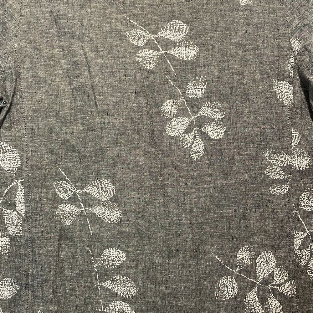 Habitat- Linen Cotton Gray & White Leaf Knee Length Shift Dress Pockets- Small - Picture 5 of 7